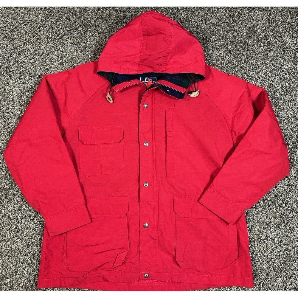 Vintage The Woolrich Women's Red Wool Lined Parka Coat Jacket Size XL